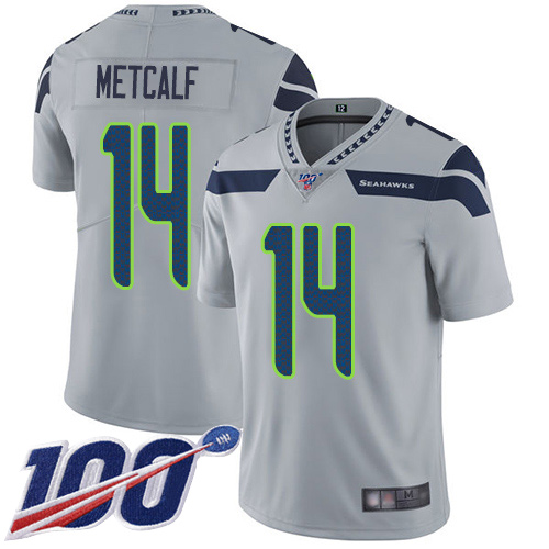 Seattle Seahawks Limited Grey Men D.K. Metcalf Alternate Jersey NFL Football #14 100th Season Vapor Untouchable->youth nfl jersey->Youth Jersey